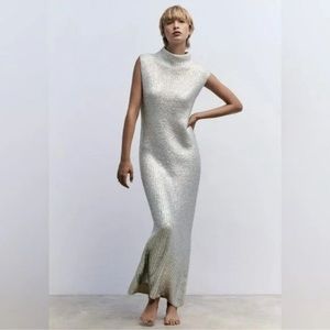 Zara silver crackle knit dress